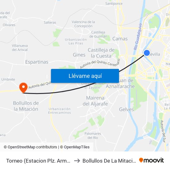 Torneo (Estacion Plz. Armas) to Bollullos De La Mitación map