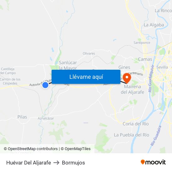 Huévar Del Aljarafe to Bormujos map