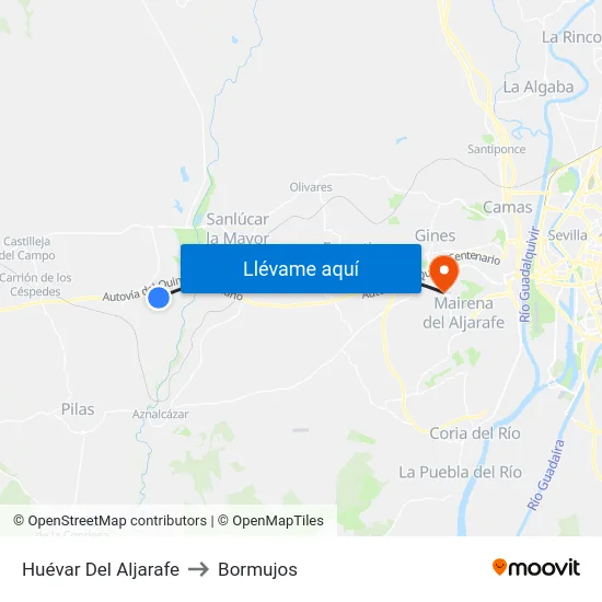 Huévar Del Aljarafe to Bormujos map