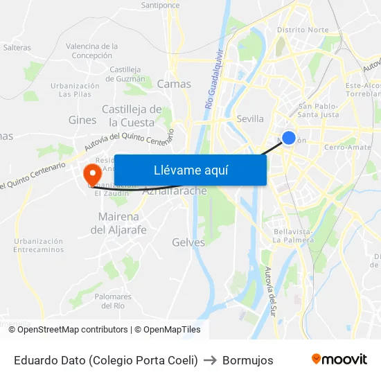 Eduardo Dato (Colegio Porta Coeli) to Bormujos map