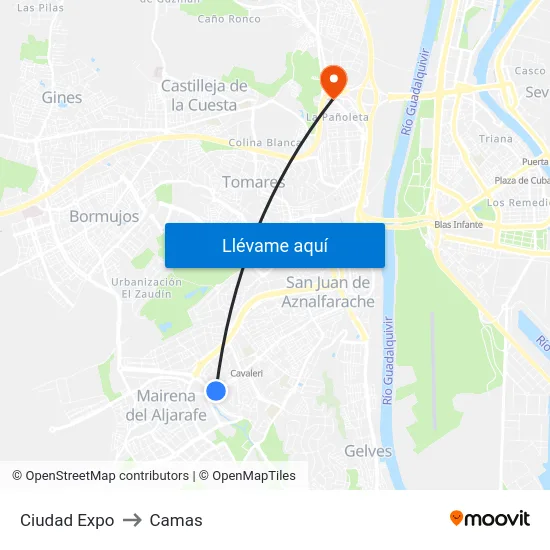 Ciudad Expo to Camas map