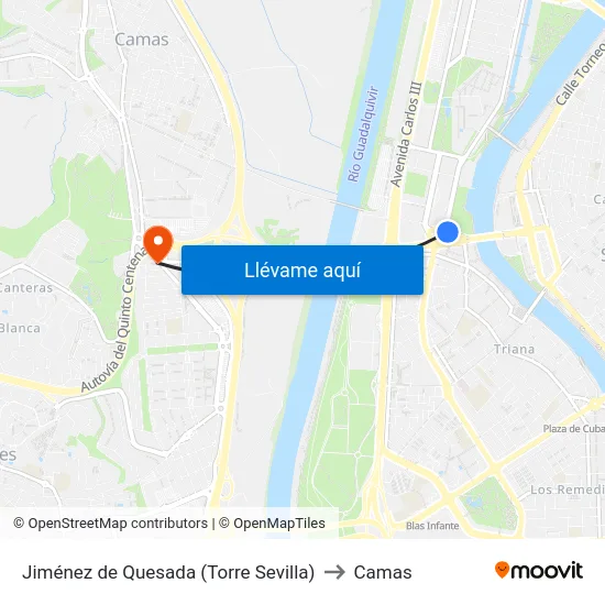 Jiménez de Quesada (Torre Sevilla) to Camas map