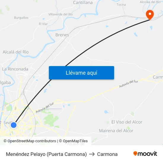 Menéndez Pelayo (Puerta Carmona) to Carmona map