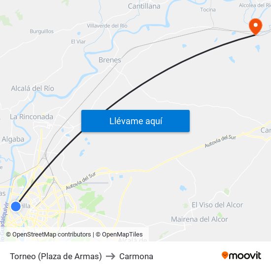 Torneo (Plaza de Armas) to Carmona map