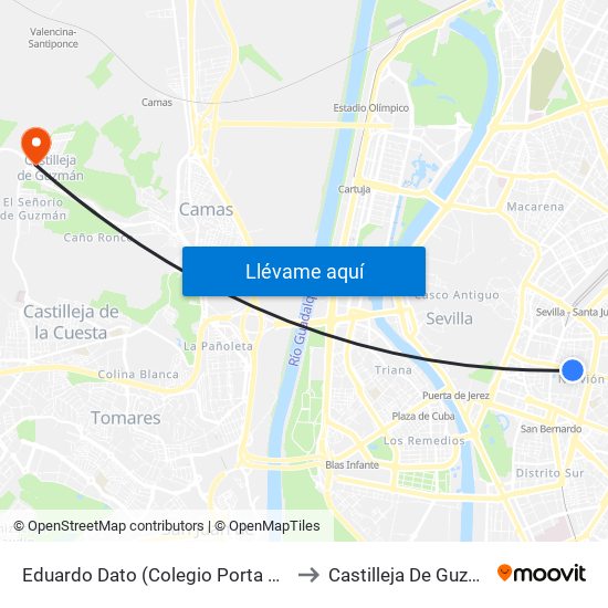 Eduardo Dato (Colegio Porta Coeli) to Castilleja De Guzmán map