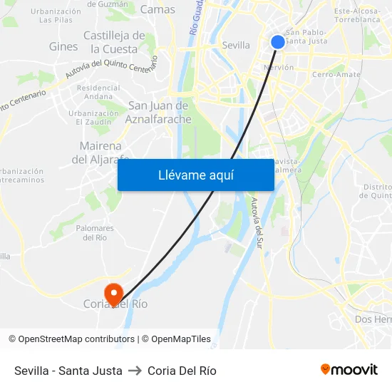 Sevilla - Santa Justa to Coria Del Río map