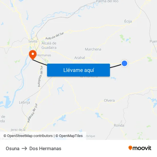 Osuna to Dos Hermanas map