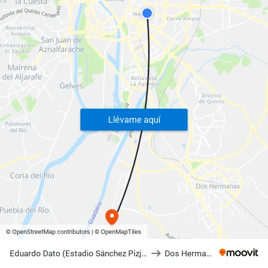 Eduardo Dato (Estadio Sánchez Pizjuán) to Dos Hermanas map