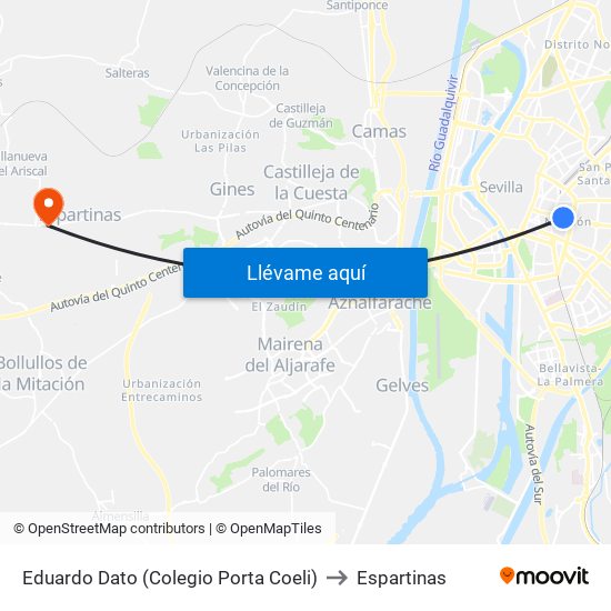 Eduardo Dato (Colegio Porta Coeli) to Espartinas map