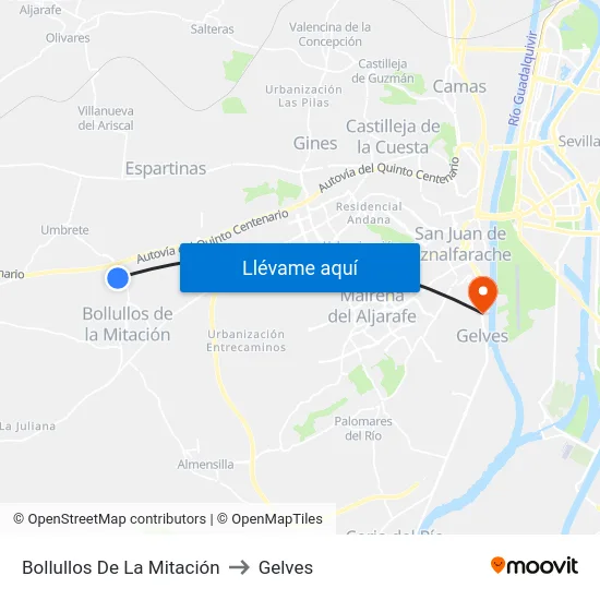 Bollullos De La Mitación to Gelves map