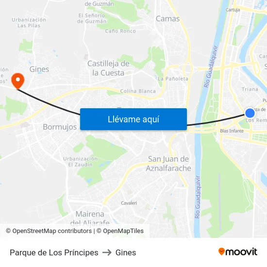 Parque de Los Príncipes to Gines map