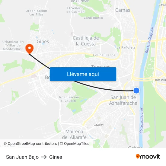 San Juan Bajo to Gines map
