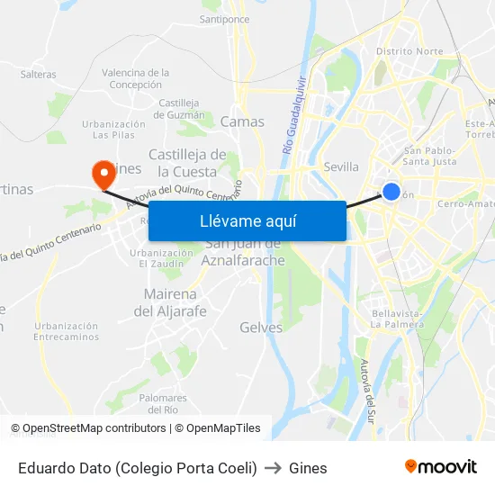 Eduardo Dato (Colegio Porta Coeli) to Gines map