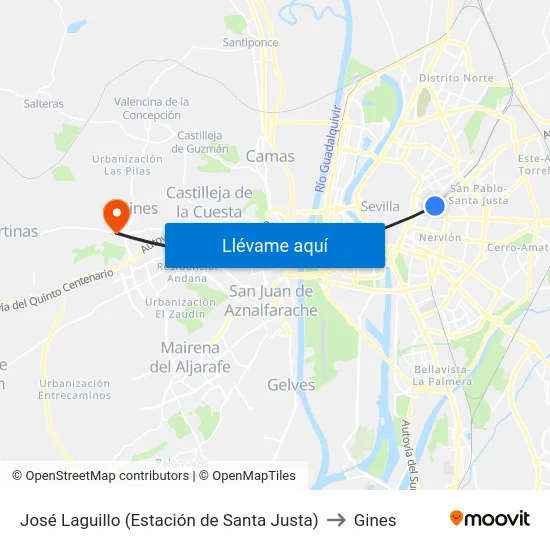 José Laguillo (Estación de Santa Justa) to Gines map