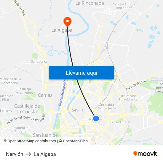 Nervión to La Algaba map