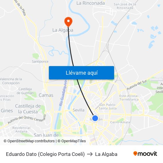 Eduardo Dato (Colegio Porta Coeli) to La Algaba map