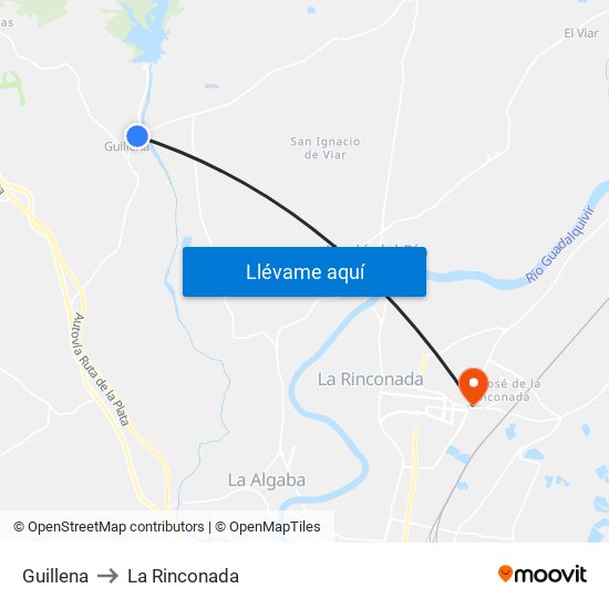 Guillena to La Rinconada map