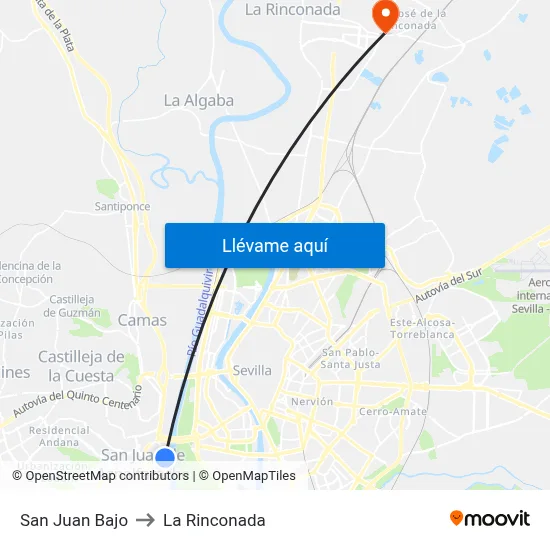 San Juan Bajo to La Rinconada map