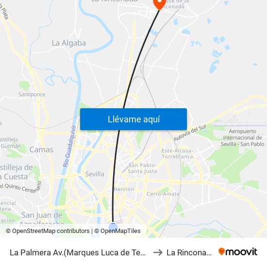 La Palmera Av.(Marques Luca de Tena) to La Rinconada map