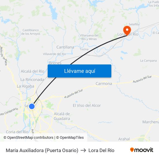 María Auxiliadora (Puerta Osario) to Lora Del Río map