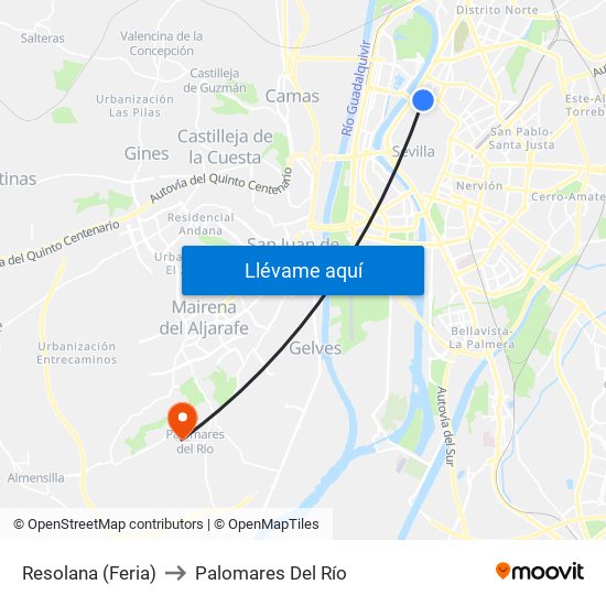 Resolana (Feria) to Palomares Del Río map