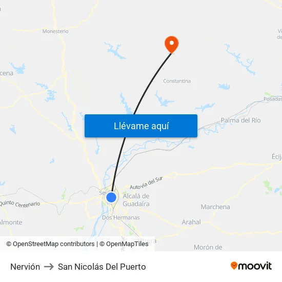 Nervión to San Nicolás Del Puerto map