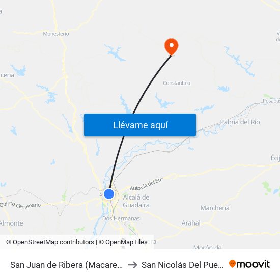 San Juan de Ribera (Macarena) to San Nicolás Del Puerto map