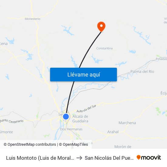 Luis Montoto (Luis de Morales) to San Nicolás Del Puerto map