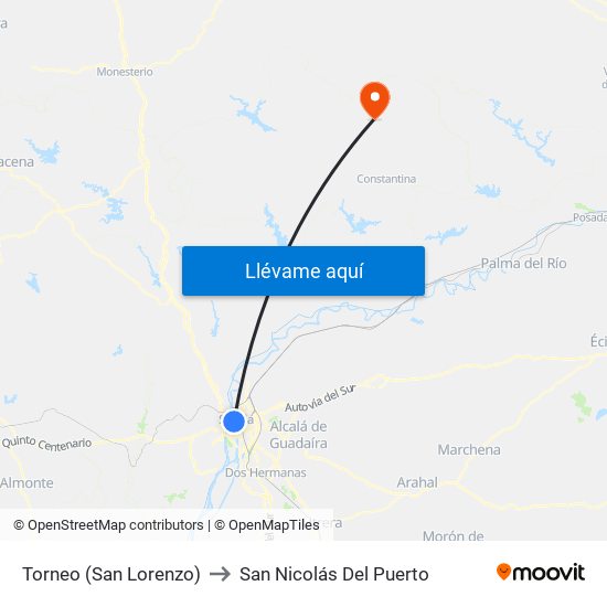 Torneo (San Lorenzo) to San Nicolás Del Puerto map