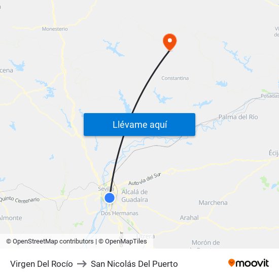 Virgen Del Rocío to San Nicolás Del Puerto map