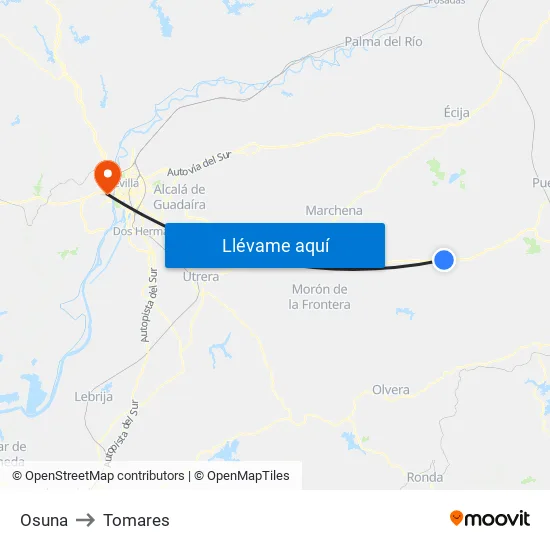 Osuna to Tomares map