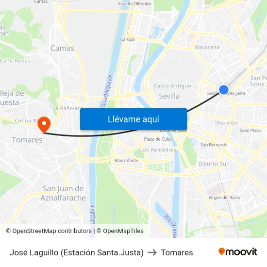 José Laguillo (Estación Santa.Justa) to Tomares map