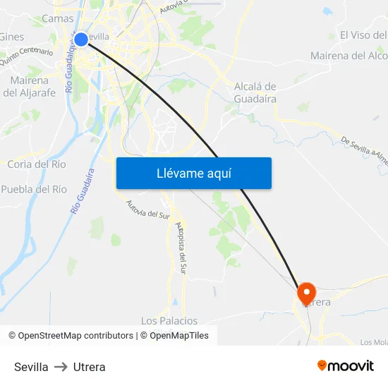Sevilla to Utrera map