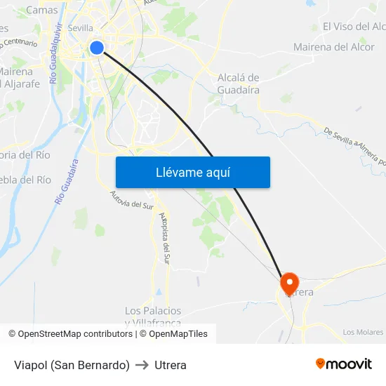 Viapol (San Bernardo) to Utrera map