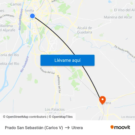 Prado San Sebastián (Carlos V) to Utrera map