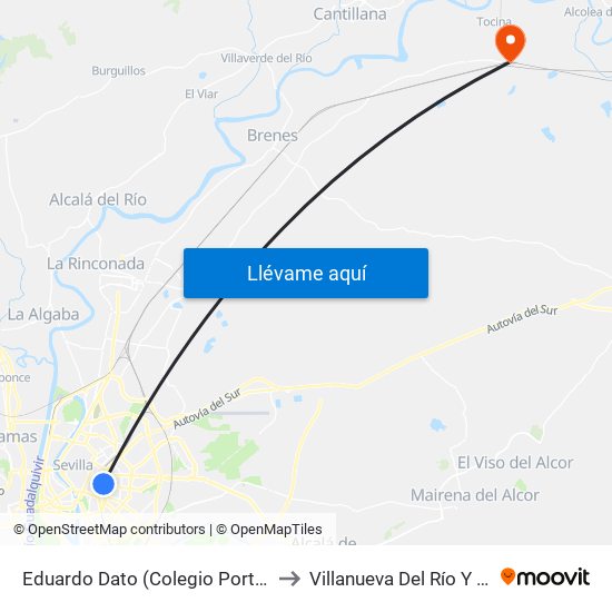 Eduardo Dato (Colegio Porta Coeli) to Villanueva Del Río Y Minas map