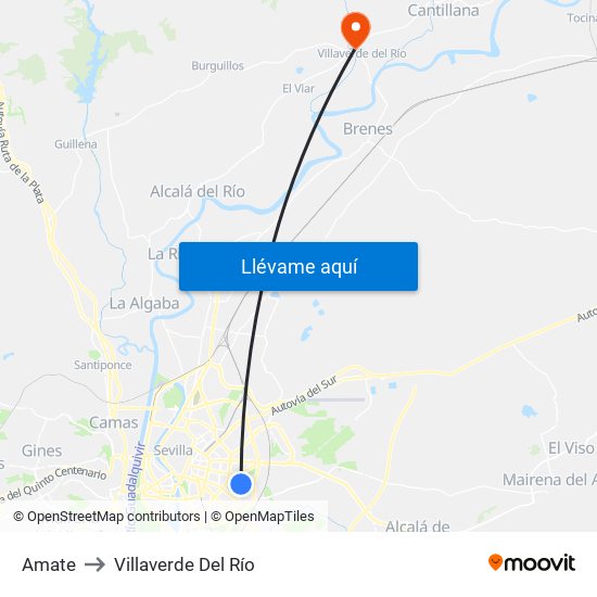 Amate to Villaverde Del Río map