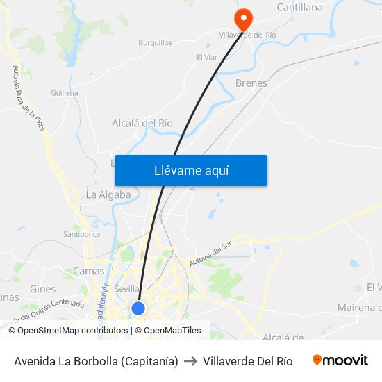 Avenida La Borbolla (Capitanía) to Villaverde Del Río map