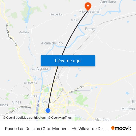 Paseo Las Delicias (Glta. Marineros) to Villaverde Del Río map