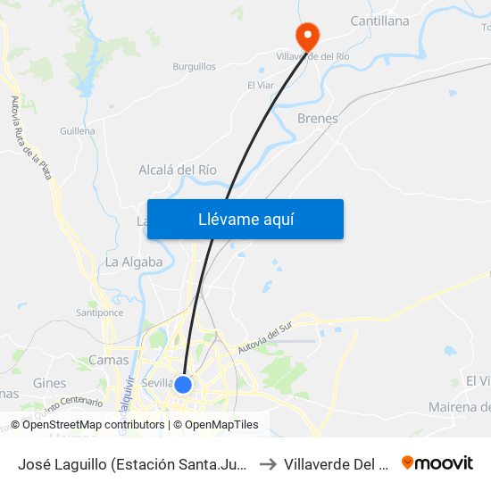 José Laguillo (Estación Santa.Justa) to Villaverde Del Río map
