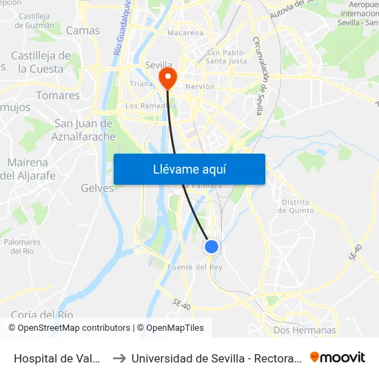 Hospital de Valme to Universidad de Sevilla - Rectorado map