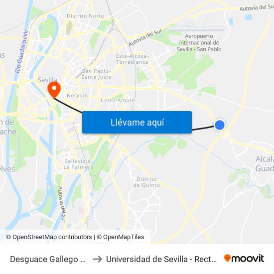 Desguace Gallego A-92 to Universidad de Sevilla - Rectorado map