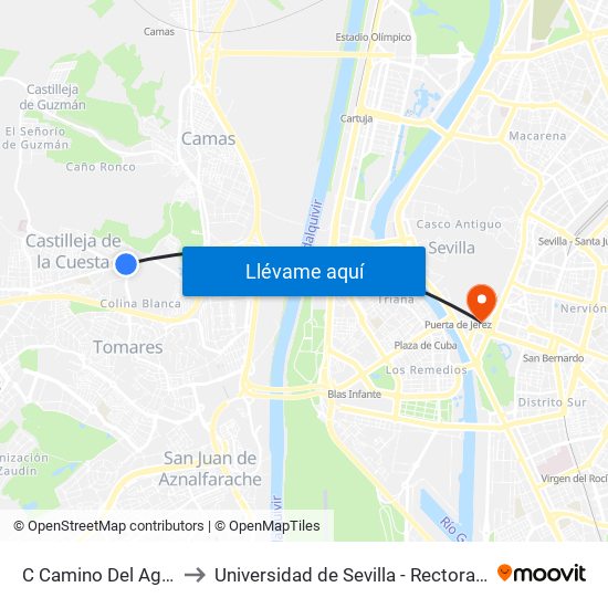 C Camino Del Agua to Universidad de Sevilla - Rectorado map