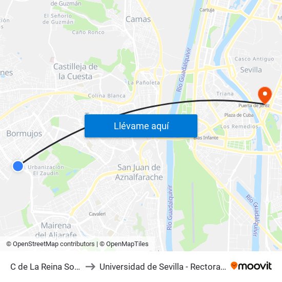 C de La Reina Sofía to Universidad de Sevilla - Rectorado map