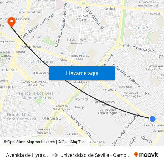 Avenida de Hytasa (Illescas) to Universidad de Sevilla - Campus Ramón y Cajal map