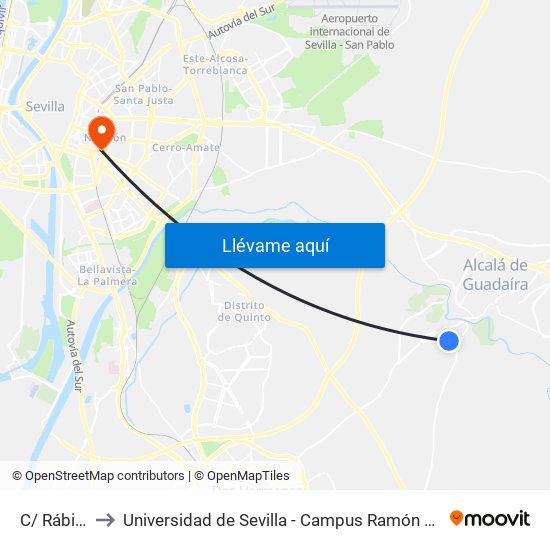 C/ Rábida to Universidad de Sevilla - Campus Ramón y Cajal map