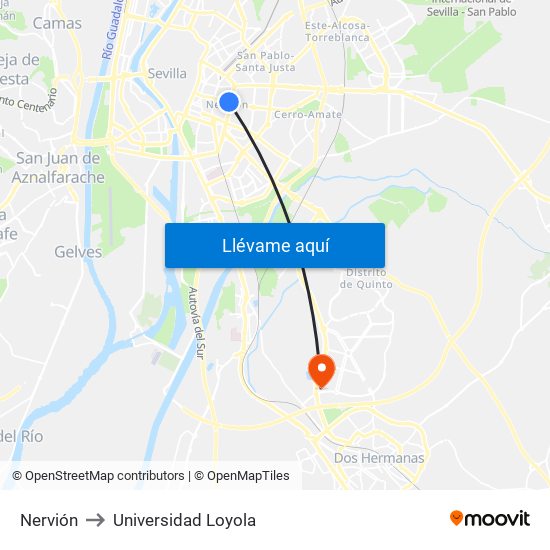 Nervión to Universidad Loyola map