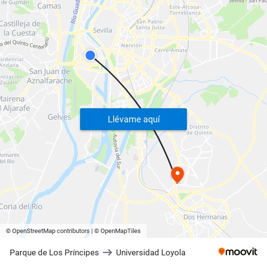 Parque de Los Príncipes to Universidad Loyola map