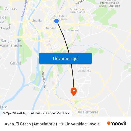 Avda. El Greco (Ambulatorio) to Universidad Loyola map