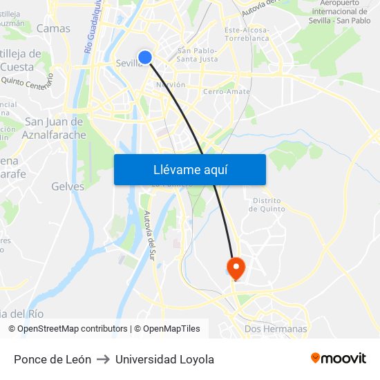 Ponce de León to Universidad Loyola map